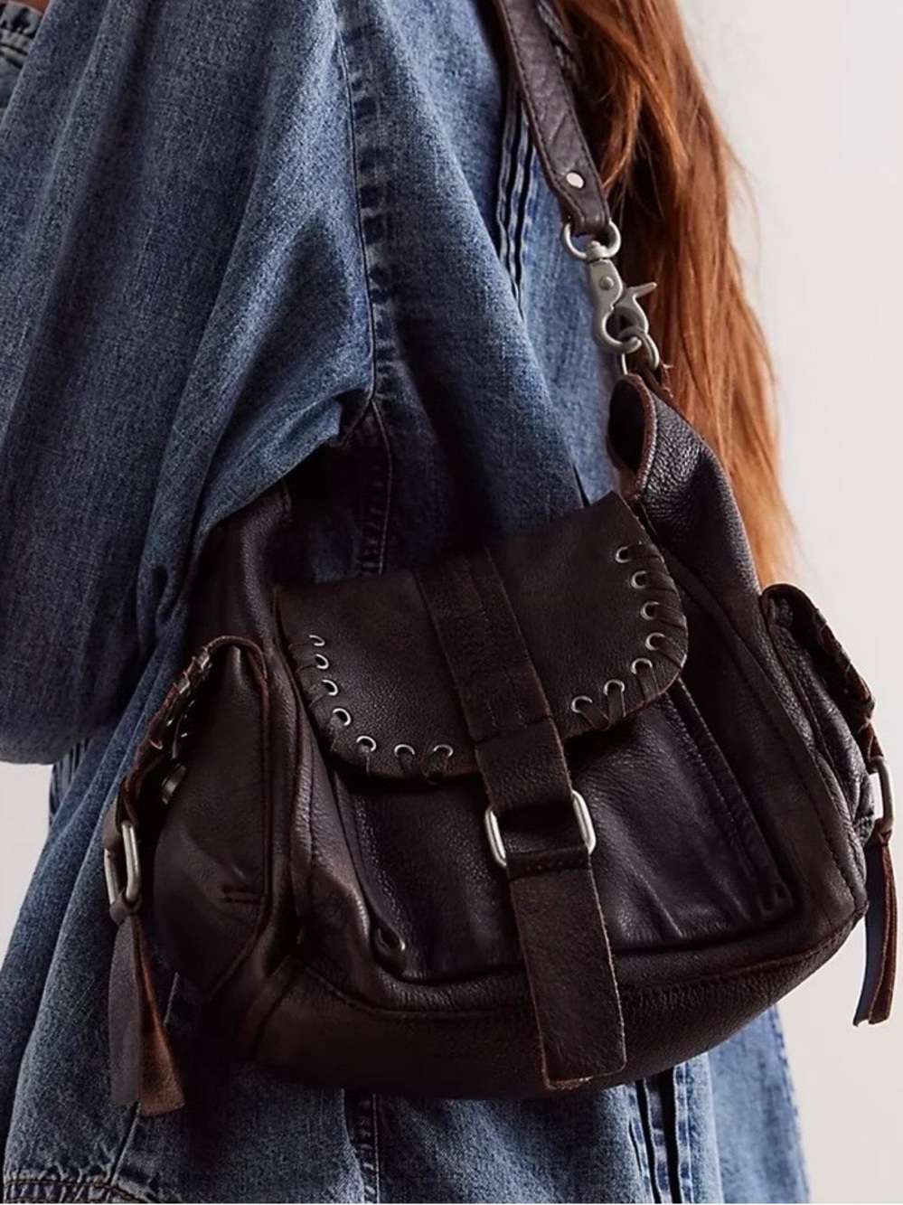 We The Free Baby Leigh Distressed Tote - Aged Graphite - Picture 5 of 11